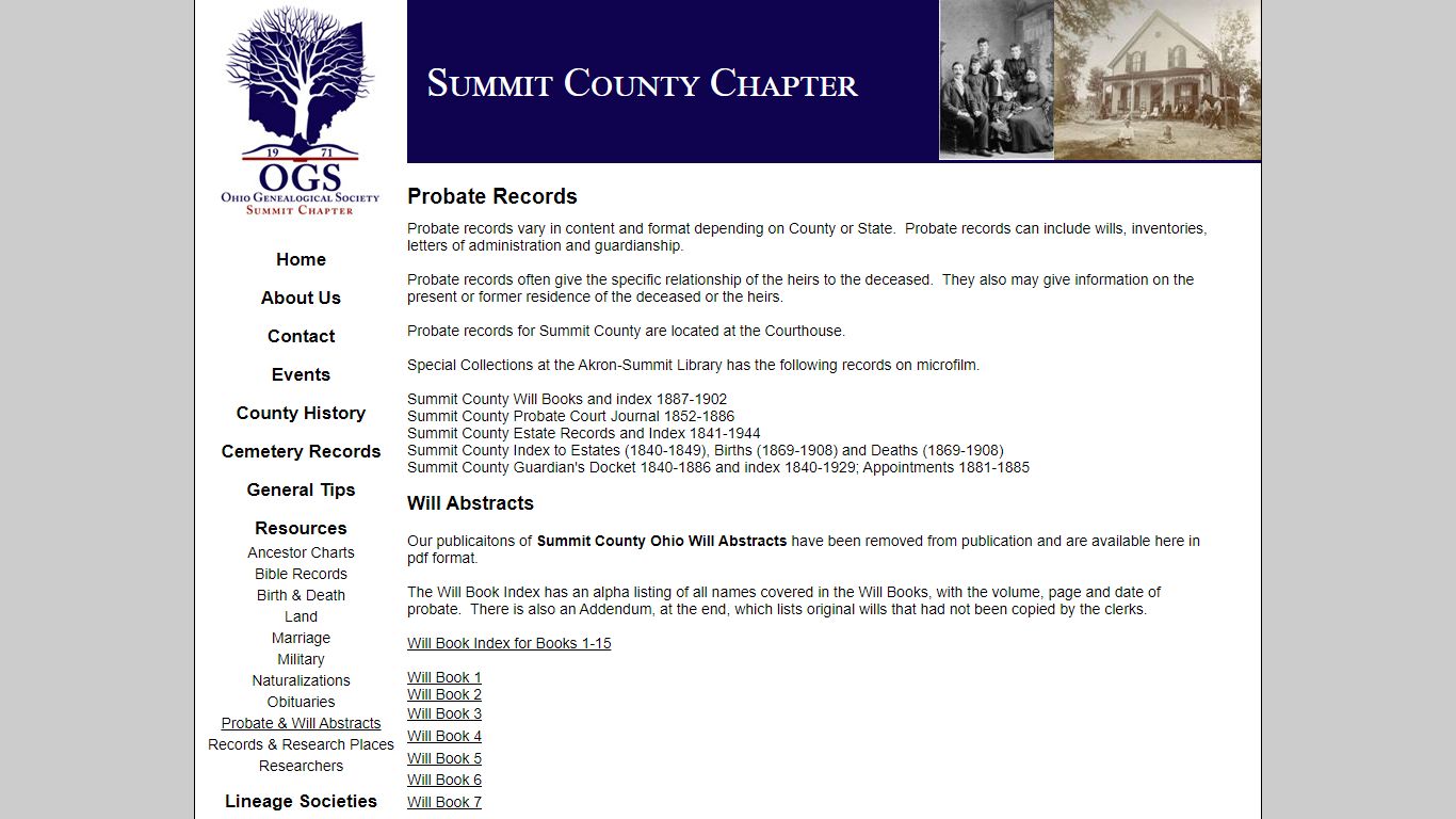 Summit County Chapter, OGS - Probate & Will Abstracts